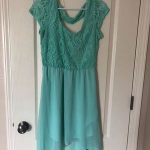 Mint green high low dress